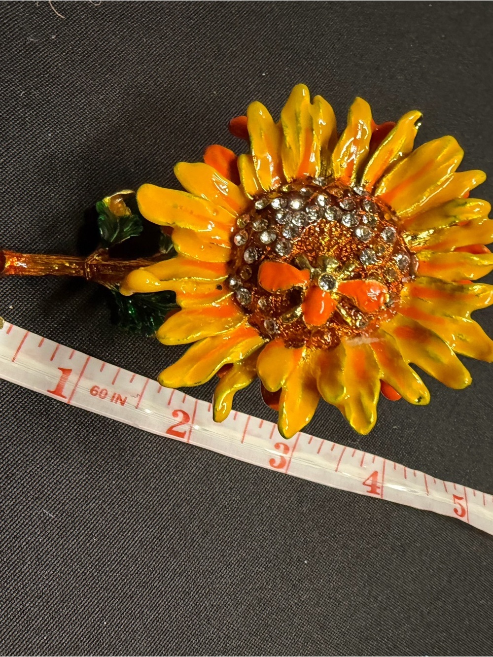 Sunflower metal  jewelry holder- Yellow & Orange